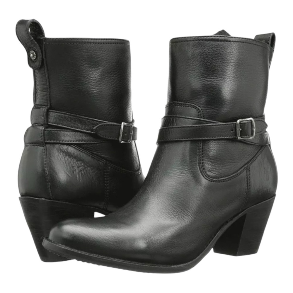 Frye Jackie Rivet Short Black Leather Ankle Boots Edgy Moto Streetwear Indie 7